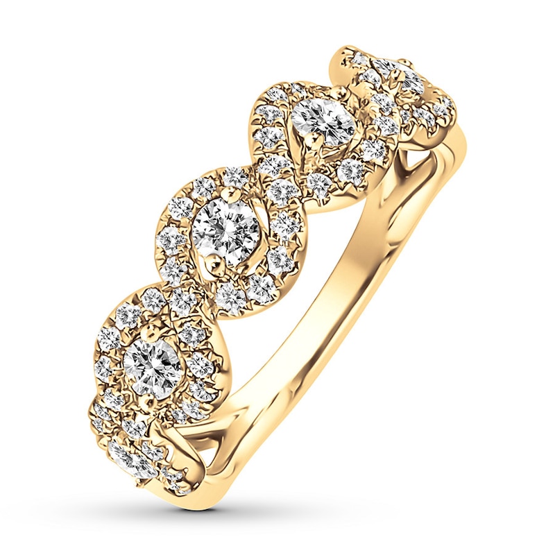 Main Image 4 of Previously Owned Diamond Anniversary Band 3/4 ct tw Round-cut 14K Yellow Gold - Size 10.5