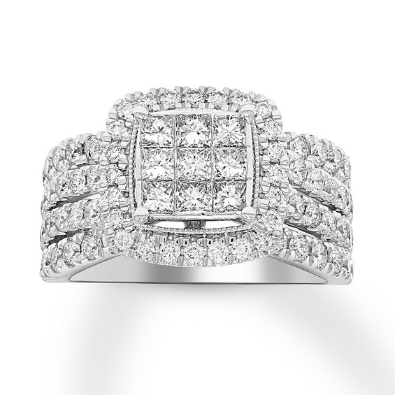 Previously Owned Diamond Engagement Ring 2 ct tw Princess & Round-cut 10K White Gold Size