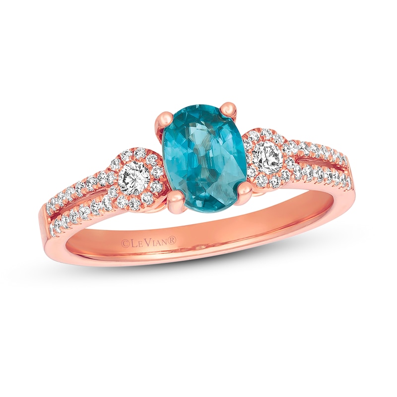 Previously Owned Le Vian Blueberry Zircon Ring 1/4 ct tw Round-cut Diamonds 14K Strawberry Gold