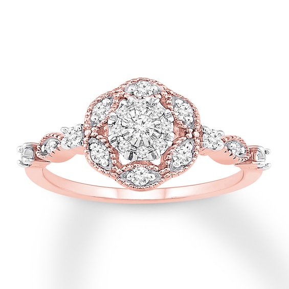 Previously Owned Diamond Ring 1/4 ct tw Round-cut 10K Two-Tone Gold Size 9.75
