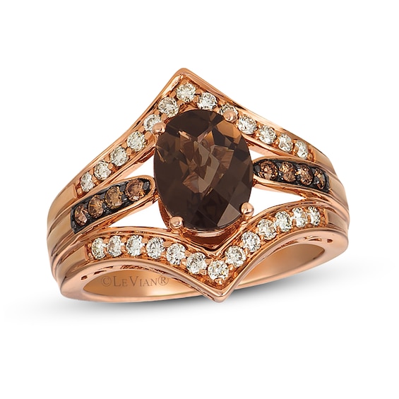 Previously Owned Le Vian Chocolate Quartz Ring 1/2 ct tw Round-cut Diamonds 14K Gold Size 12