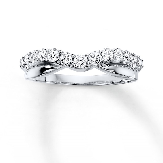 Previously Owned Diamond Contour Band 1/2 ct tw Round-cut 14K White Gold Size 9.75