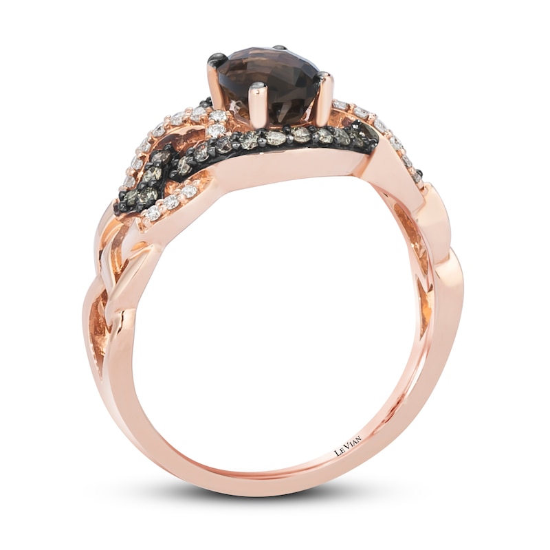 Previously Owned Le Vian Chocolate Quartz Ring 1/4 ct tw Round-cut Diamonds 14K Strawberry Gold - Size 9.5