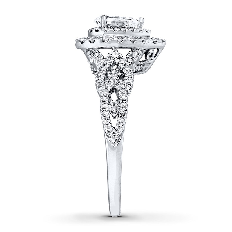 Previously Owned Neil Lane Engagement Ring 7/8 ct tw Pear & Round-cut Diamonds 14K White Gold