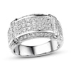 Thumbnail Image 0 of Previously Owned Men's Diamond Wedding Band 1-1/2 ct tw Round & Baguette-cut 10K White Gold - Size 13.25