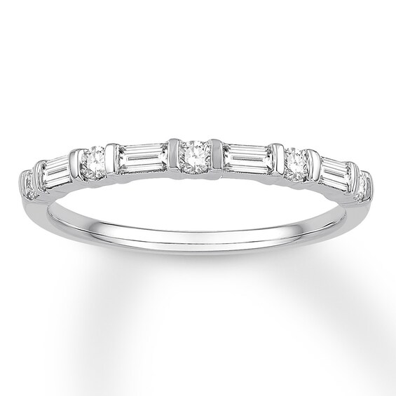 Previously Owned Diamond Anniversary Band 1/3 ct tw Baguette & Round-cut 14K White Gold Size 9.25