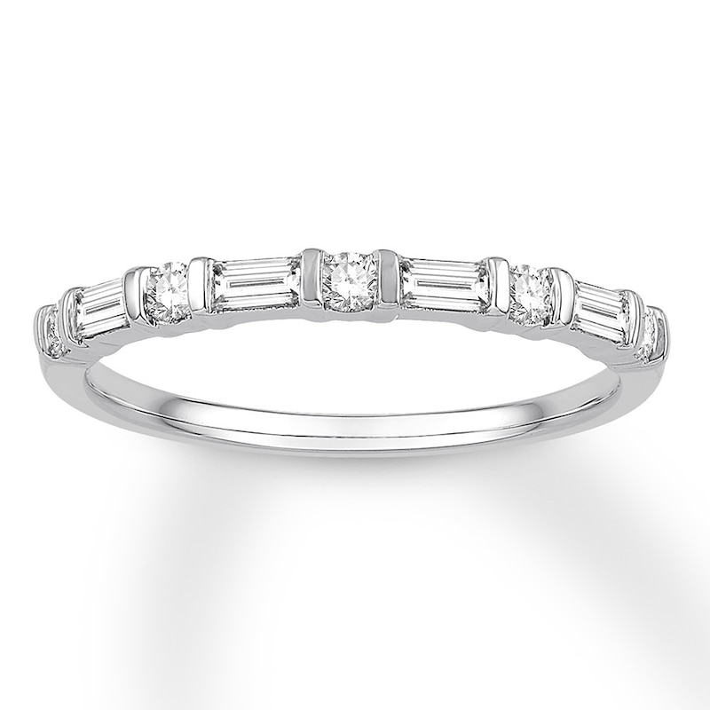 Previously Owned Diamond Anniversary Band 1/3 ct tw Baguette & Round-cut 14K White Gold - Size 9.25
