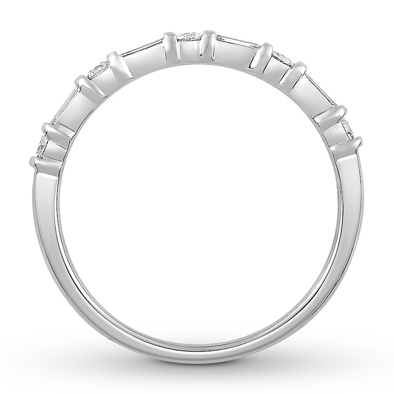 Main Image 2 of Previously Owned Diamond Anniversary Band 1/3 ct tw Baguette & Round-cut 14K White Gold - Size 9.25