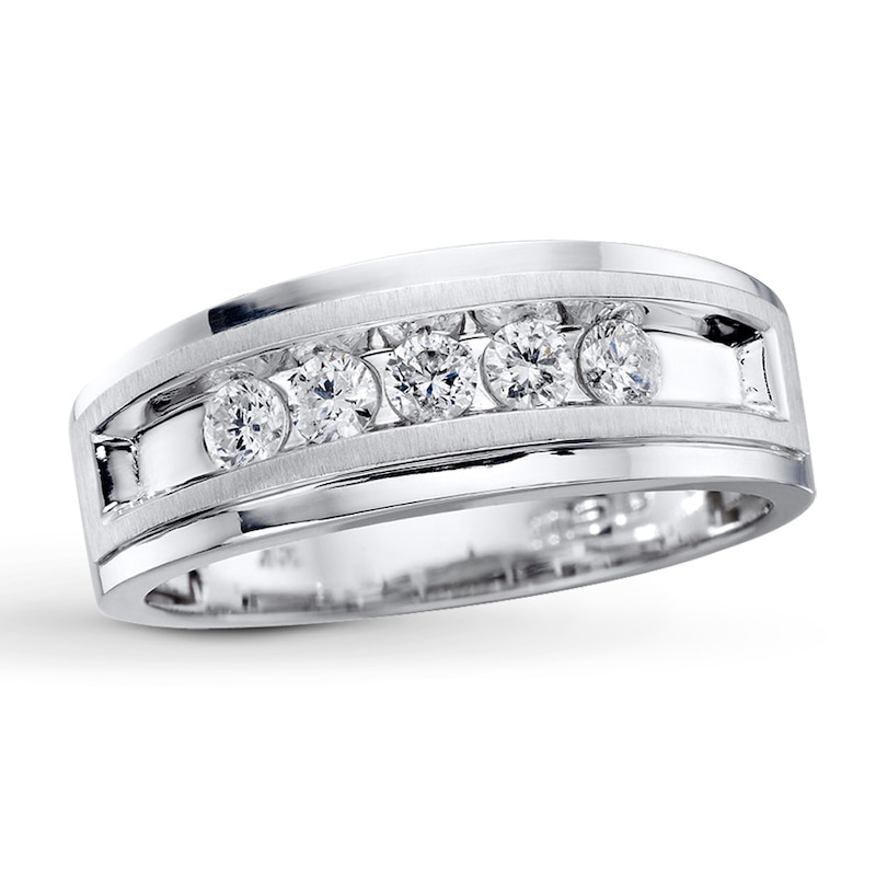 Previously Owned Men's Wedding Band 1/2 ct tw Round-cut Diamonds 10K White Gold