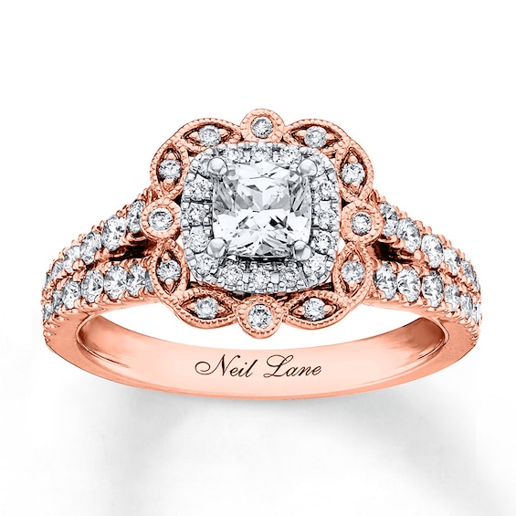 Previously Owned Neil Lane Diamond Engagement Ring 1-1/8 ct tw 14K Cushion & Round-cut Two-Tone Gold 11