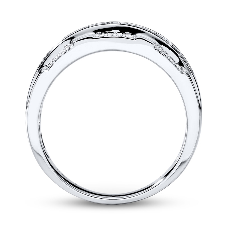 Main Image 2 of Previously Owned Men's Diamond Wedding Band 1/2 ct tw Round-cut 10K White Gold - Size 13.5