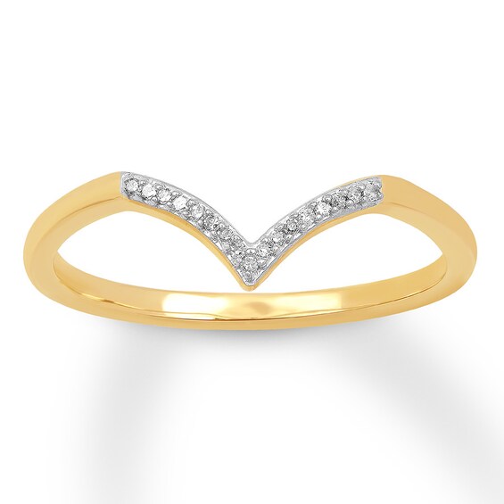 Previously Owned Diamond Accent Chevron Ring 10K Yellow Gold 3.75