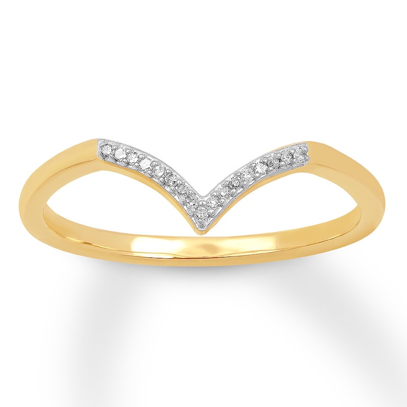 Previously Owned Diamond Accent Chevron Ring 10K Yellow Gold