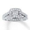 Thumbnail Image 1 of Previously Owned Engagement Ring 3/4 ct tw Princess & Round-cut Diamonds 14K White Gold - Size 3.75