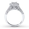 Thumbnail Image 2 of Previously Owned Engagement Ring 3/4 ct tw Princess & Round-cut Diamonds 14K White Gold - Size 3.75