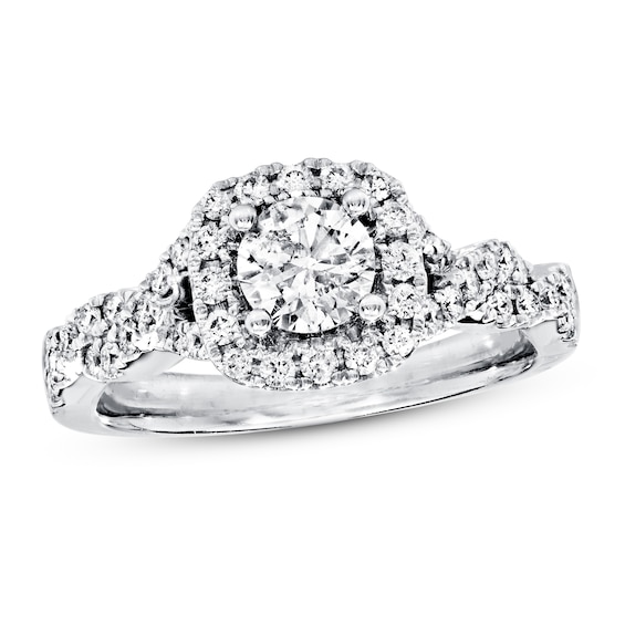 Previously Owned Diamond Engagement Ring 7/8 ct tw Round-cut 14K White Gold 10.5