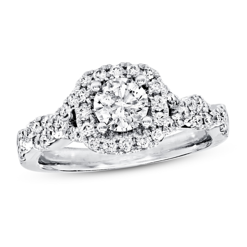 Main Image 1 of Previously Owned Diamond Engagement Ring 7/8 ct tw Round-cut 14K White Gold - Size 10.5