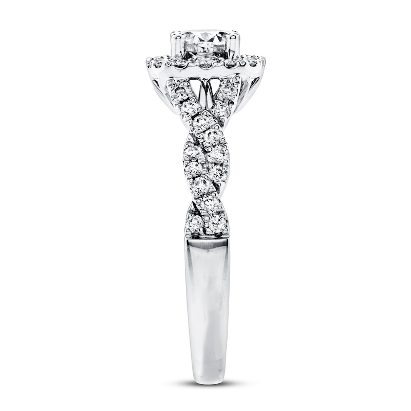 Main Image 2 of Previously Owned Diamond Engagement Ring 7/8 ct tw Round-cut 14K White Gold - Size 10.5
