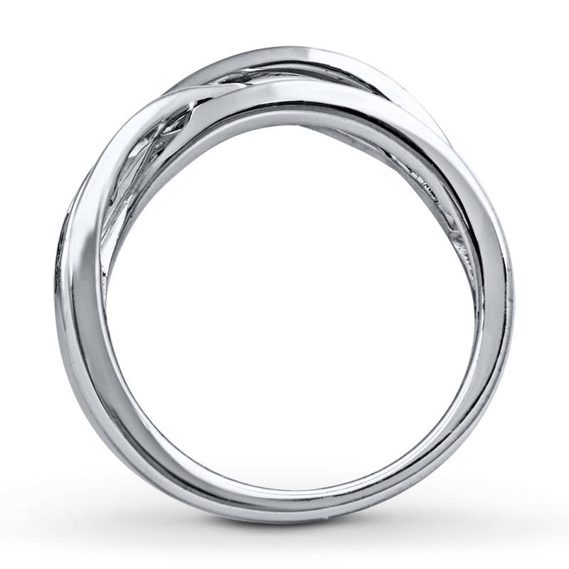 Main Image 2 of Previously Owned Blue & White Diamonds 1/4 ct tw Baguette & Round-cut Ring Sterling Silver - Size 10.5