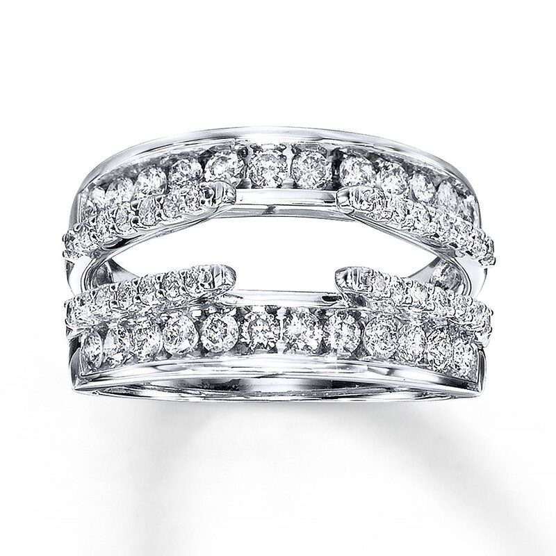 Main Image 1 of Previously Owned Diamond Enhancer Ring 1 ct tw Round-cut 14K White Gold - Size 11.75