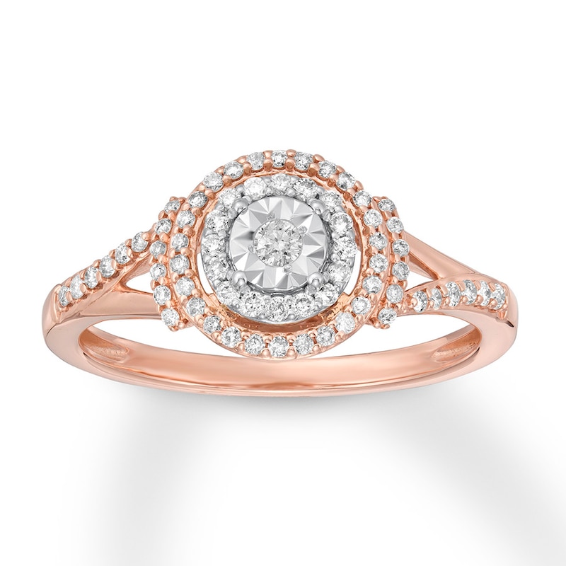 Main Image 1 of Previously Owned Diamond Engagement Ring 1/4 ct tw Round-cut 10K Two-Tone Gold Size 11.75