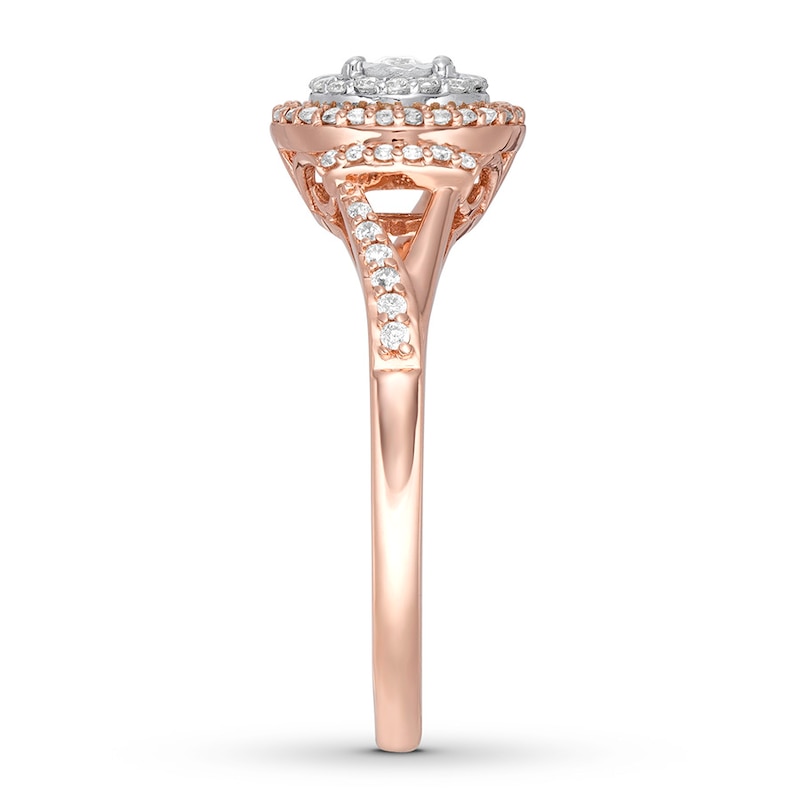 Main Image 3 of Previously Owned Diamond Engagement Ring 1/4 ct tw Round-cut 10K Two-Tone Gold Size 11.75