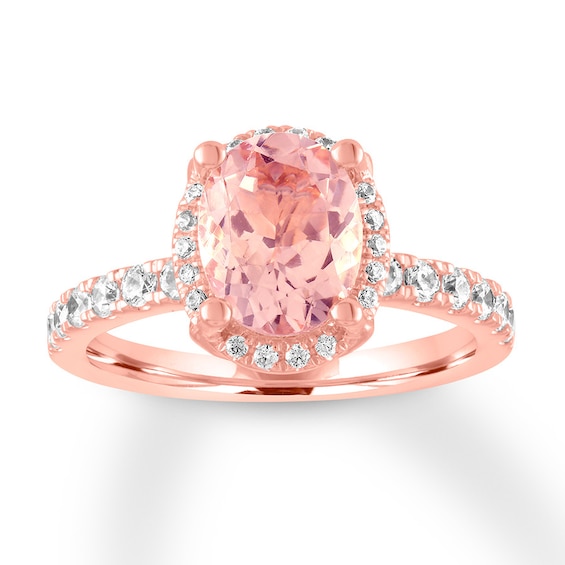 Previously Owned Morganite Engagement Ring 1/2 ct tw Round-cut Diamonds 14K Rose Gold Size 11
