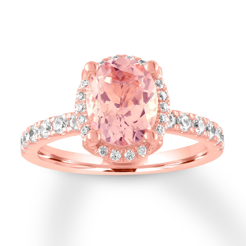 Previously Owned Morganite Engagement Ring 1/2 ct tw Round-cut Diamonds 14K Rose Gold
