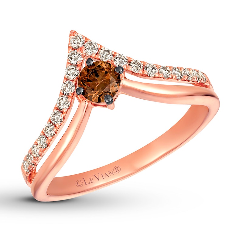 Main Image 1 of Previously Owned Le Vian Chocolate Diamond Ring 3/8 ct tw Round-cut 14K Strawberry Gold - Size 9.5