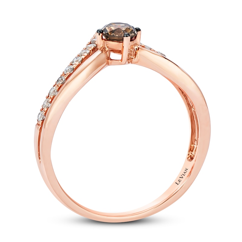 Main Image 3 of Previously Owned Le Vian Chocolate Diamond Ring 3/8 ct tw Round-cut 14K Strawberry Gold - Size 9.5