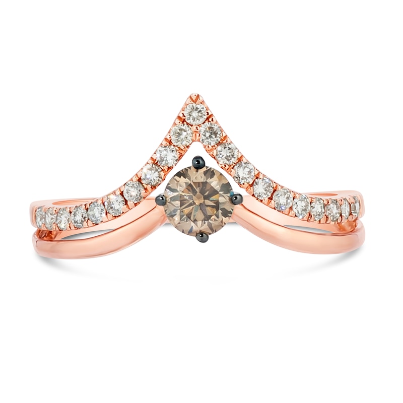 Main Image 4 of Previously Owned Le Vian Chocolate Diamond Ring 3/8 ct tw Round-cut 14K Strawberry Gold - Size 9.5