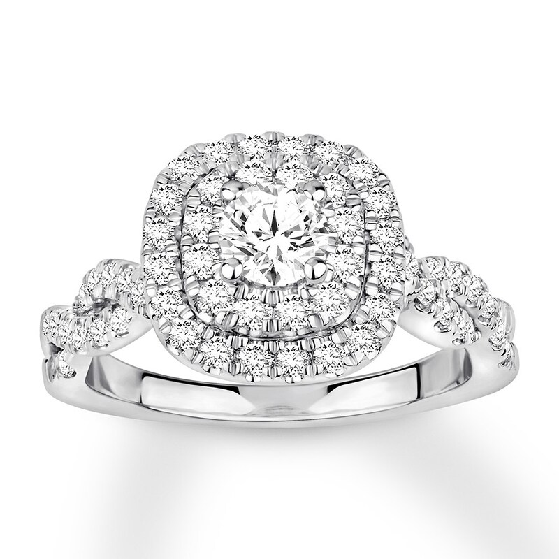 Main Image 1 of Previously Owned Diamond Engagement Ring 1-1/6 ct tw Round-cut 14K White Gold - Size 9.25