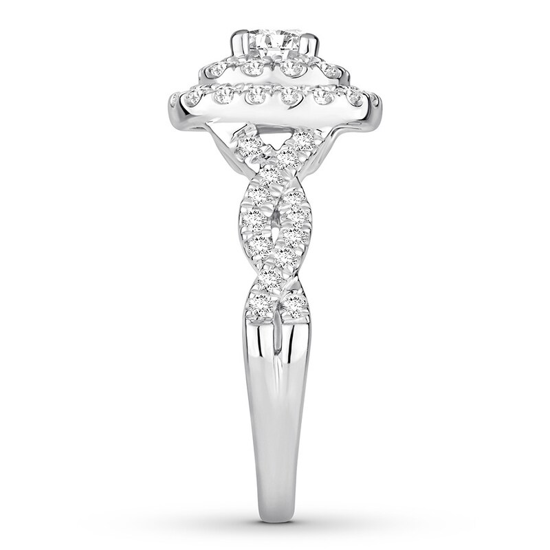 Main Image 3 of Previously Owned Diamond Engagement Ring 1-1/6 ct tw Round-cut 14K White Gold - Size 9.25