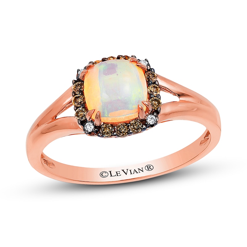 Previously Owned Le Vian Opal Ring 1/10 ct tw Round-cut Diamonds 14K Strawberry Gold - Size 9.5