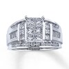 Thumbnail Image 1 of Previously Owned Engagement Ring 2 ct tw Princess, Baguette & Round-cut Diamonds 14K White Gold - Size 9