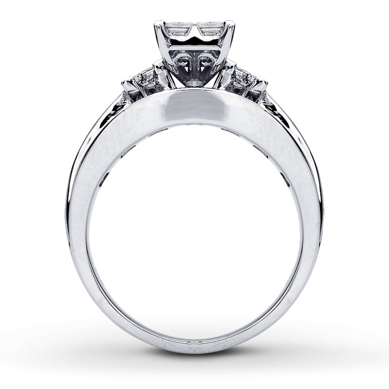 Previously Owned Engagement Ring 2 ct tw Princess, Baguette & Round-cut Diamonds 14K White Gold - Size 9