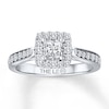 Thumbnail Image 1 of Previously Owned THE LEO Diamond Engagement Ring 3/4 ct tw Princess & Round-cut 14K White Gold - Size 10.5