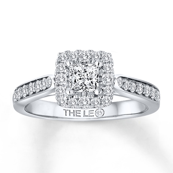 Previously Owned THE LEO Diamond Engagement Ring 3/4 ct tw Princess & Round-cut 14K White Gold Size