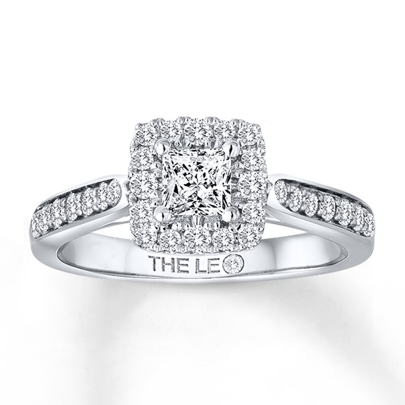 Previously Owned THE LEO Diamond Engagement Ring 3/4 ct tw Princess & Round-cut 14K White Gold - Size 10.5