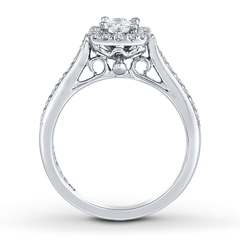 Previously Owned THE LEO Diamond Engagement Ring 3/4 ct tw Princess & Round-cut 14K White Gold - Size 10.5