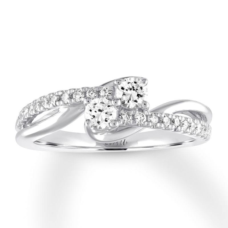 Main Image 1 of Previously Owned Ever Us Diamond Anniversary Ring 1/2 ct tw Round-cut 14K White Gold - Size 12