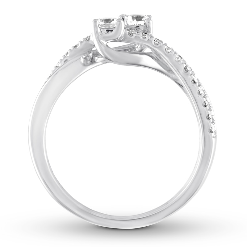 Main Image 2 of Previously Owned Ever Us Diamond Anniversary Ring 1/2 ct tw Round-cut 14K White Gold - Size 12