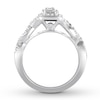 Previously Owned Diamond Engagement Ring 7/8 ct tw Baguette & Round-cut 14K White Gold