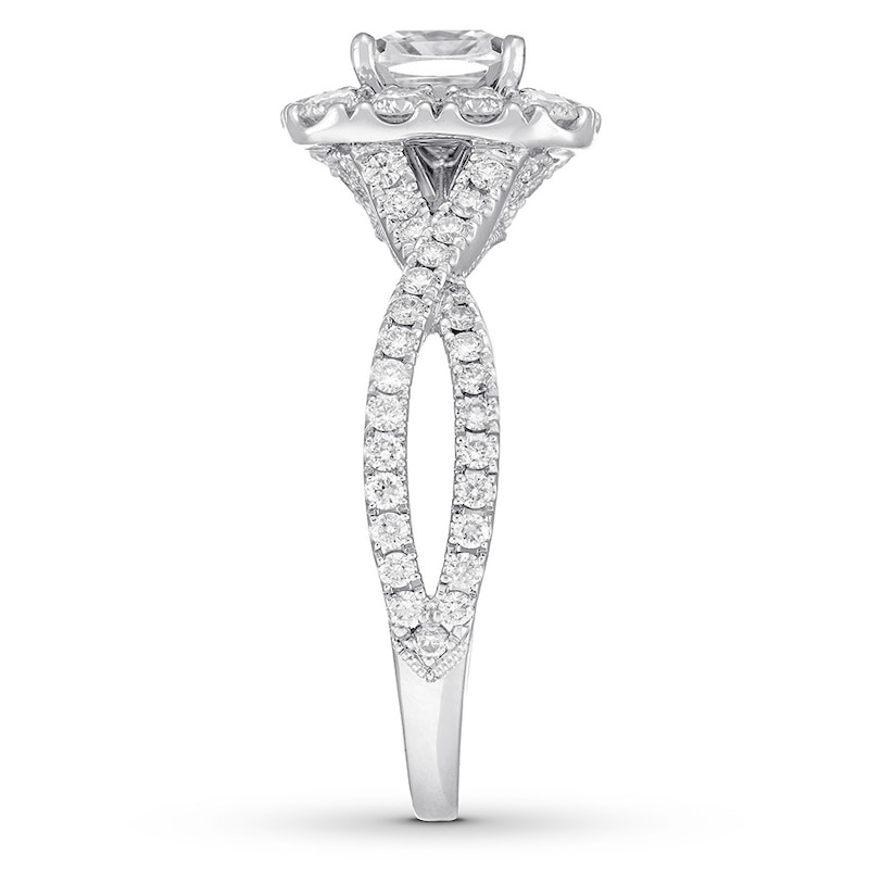 Previously Owned Neil Lane Diamond Engagement Ring 1-3/4 ct tw Cushion & Round-cut 14K White Gold