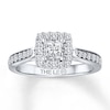 Thumbnail Image 1 of Previously Owned THE LEO Engagement Ring 3/4 ct tw Princess & Round-cut Diamonds 14K White Gold - Size 2.25