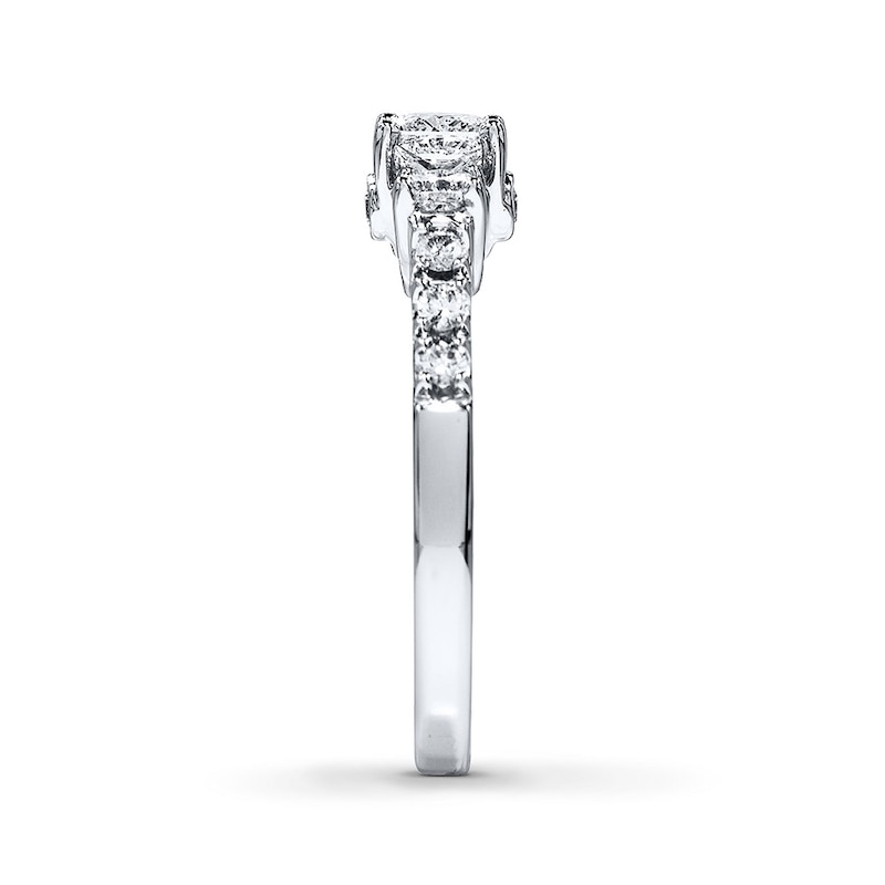 Main Image 3 of Previously Owned THE LEO Engagement Ring 7/8 ct tw Princess & Round-cut Diamonds 14K White Gold - Size 10.5