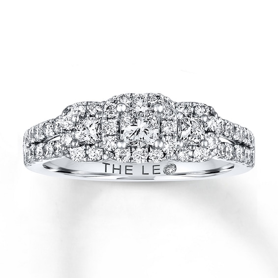 Previously Owned THE LEO Diamond Engagement Ring 7/8 ct tw Princess & Round-cut Diamonds 14K White Gold Size 4.25