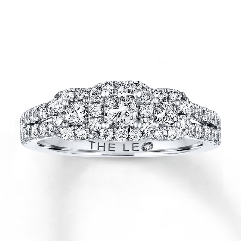 Previously Owned THE LEO Diamond Engagement Ring 7/8 ct tw Princess & Round-cut Diamonds 14K White Gold