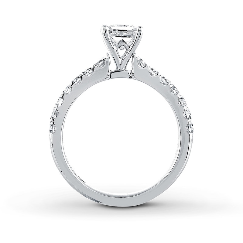 Previously Owned THE LEO Diamond Engagement Ring 1-1/8 ct tw Princess & Round-cut Diamonds 14K White Gold