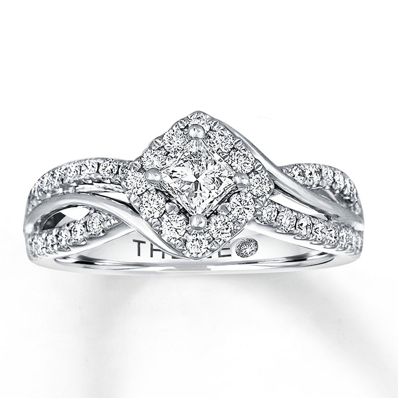 Previously Owned Leo Diamond Engagement Ring 3/4 ct tw Diamonds 14K White Gold - Size 9.5